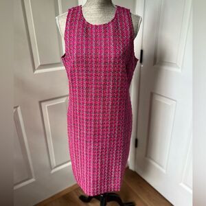 NWT J.Crew Dress Womens Sheath Shift Tweed Sleeveless Lined Dress Pink 12